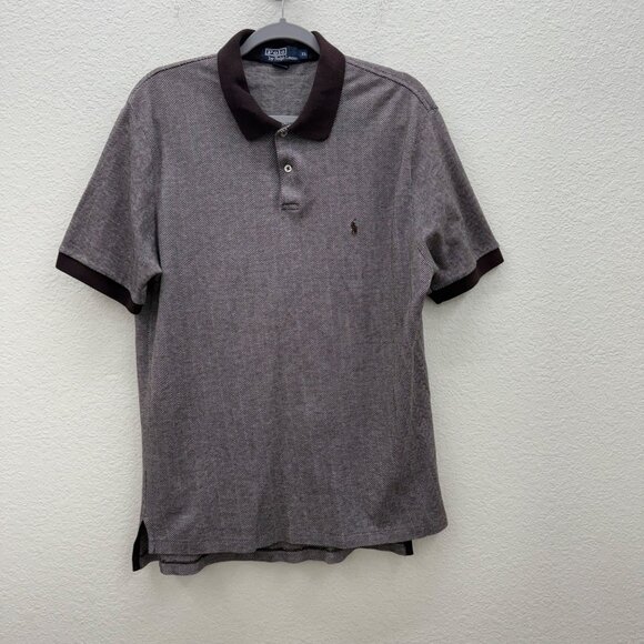 VTG Polo Ralph Lauren Herringbone USA Made Cotton Short Sleeve Shirt Mens sz XL - Picture 1 of 9